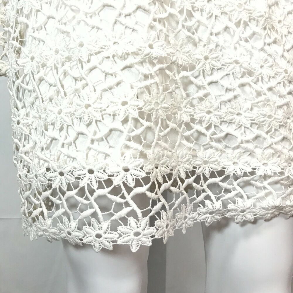 NWT L'Atiste By Amy Dress Womens Sz M White Lace Long Sleeve‎ Sheer Sheath - Picture 6 of 11